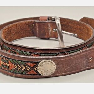 Brighton Brown Leather Belt with Southwestern Design